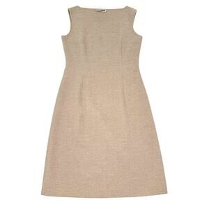 Jil Sander Wool Angora Cashgora Sheath Dress Oatmeal Minimalist IT 38
